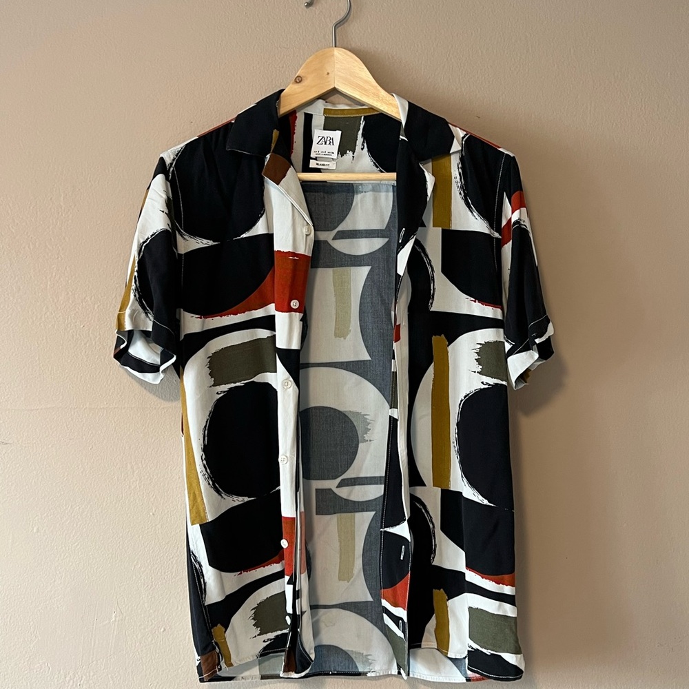 Zara Multicolor Abstract Relaxed Fit Shirt